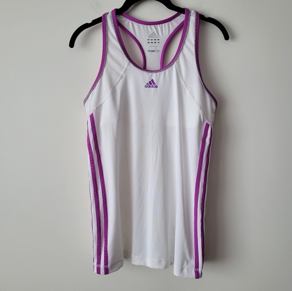 ADIDAS Climalite Racerback White and Purple Sports Tank Top Size M - Picture 4 of 12